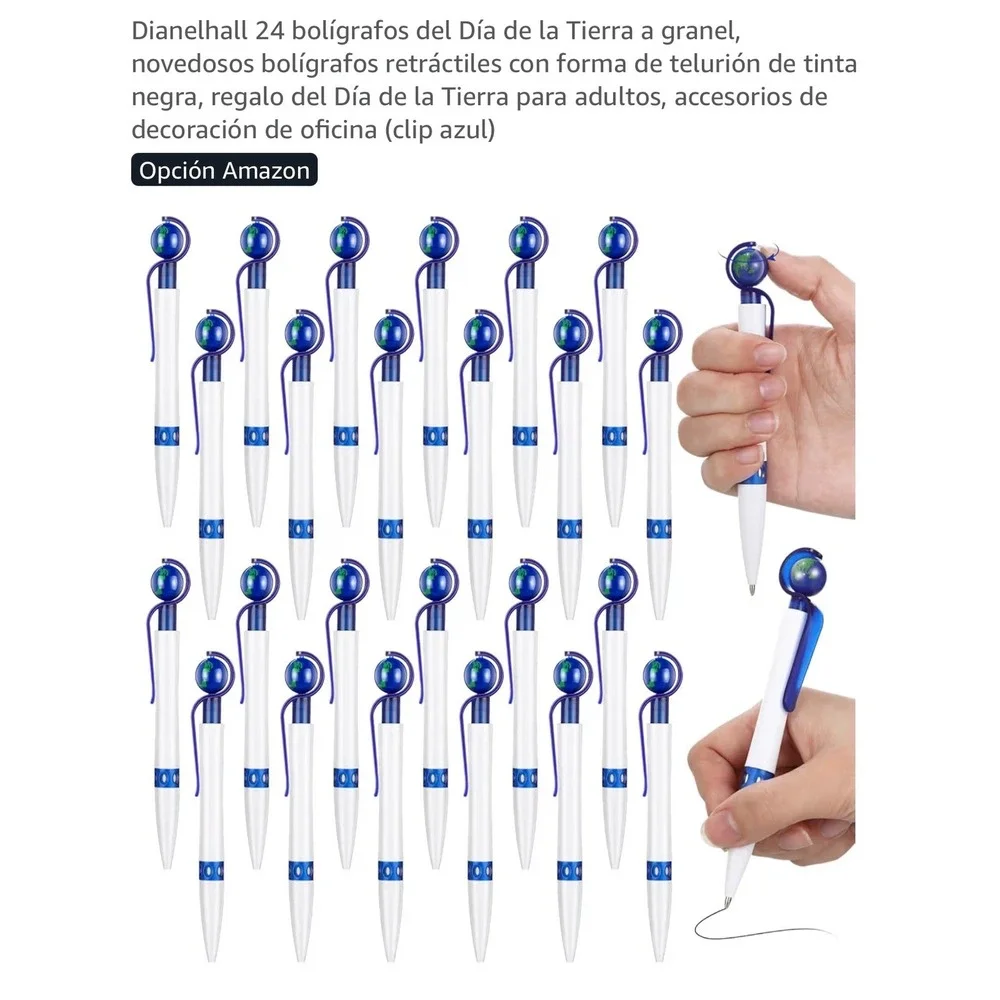 Dianelhall 24 Pcs Earth Day Pens Novelty Globe Retractable Black Ink Blue Clip